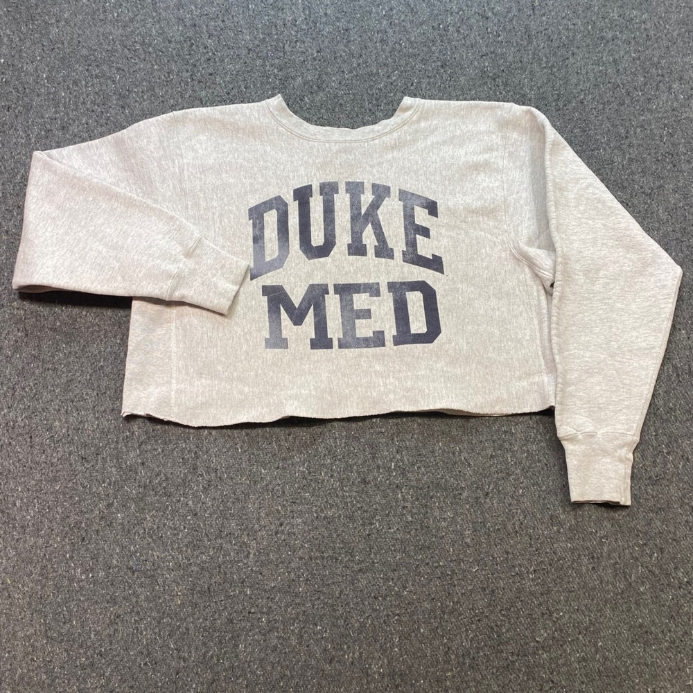 The Cotton Exchange Duke Med Sweatshirt Sz L Womens Grey Skater Raw Hem Cropped